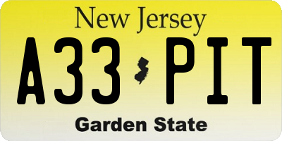 NJ license plate A33PIT