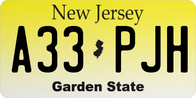 NJ license plate A33PJH