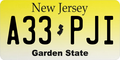NJ license plate A33PJI
