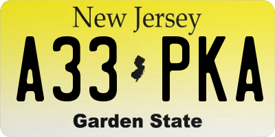 NJ license plate A33PKA