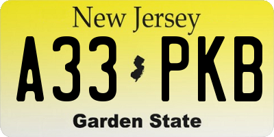 NJ license plate A33PKB