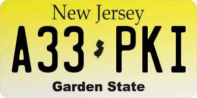NJ license plate A33PKI