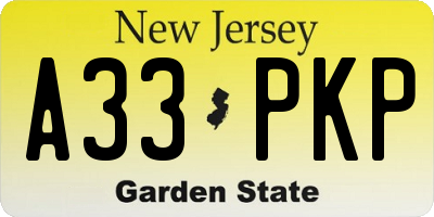NJ license plate A33PKP