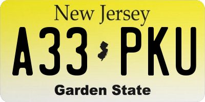 NJ license plate A33PKU