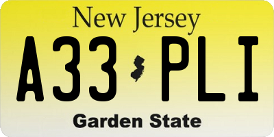 NJ license plate A33PLI
