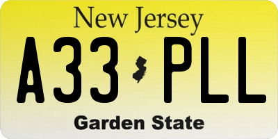 NJ license plate A33PLL