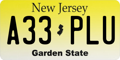 NJ license plate A33PLU