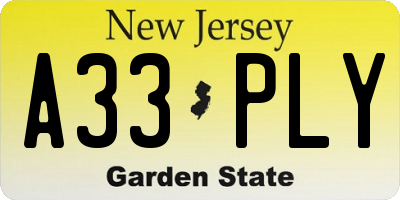 NJ license plate A33PLY