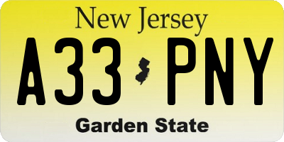 NJ license plate A33PNY
