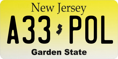 NJ license plate A33POL