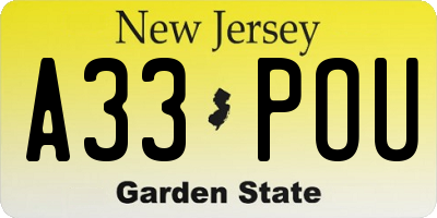 NJ license plate A33POU