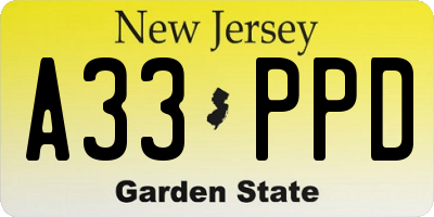 NJ license plate A33PPD