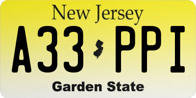 NJ license plate A33PPI