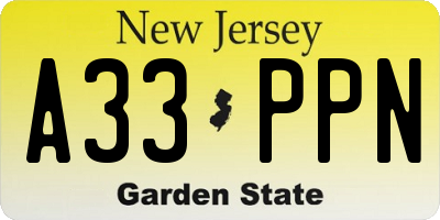 NJ license plate A33PPN