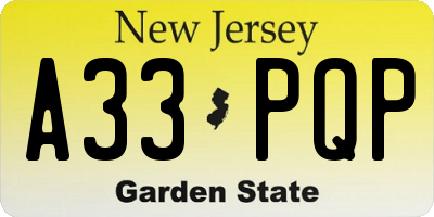 NJ license plate A33PQP
