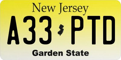 NJ license plate A33PTD