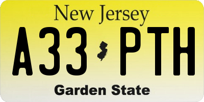 NJ license plate A33PTH