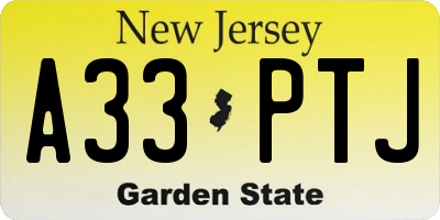 NJ license plate A33PTJ