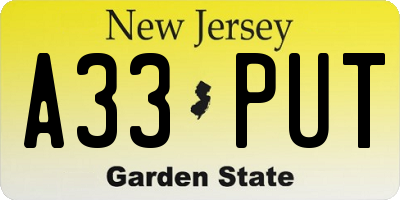NJ license plate A33PUT