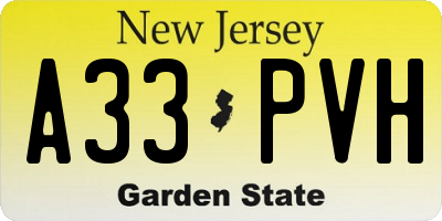NJ license plate A33PVH