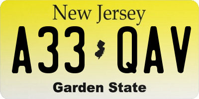 NJ license plate A33QAV