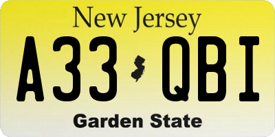 NJ license plate A33QBI
