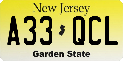NJ license plate A33QCL