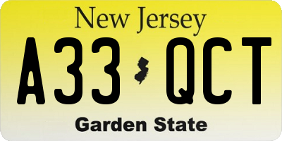 NJ license plate A33QCT