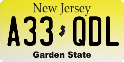 NJ license plate A33QDL