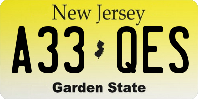 NJ license plate A33QES