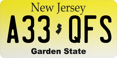 NJ license plate A33QFS