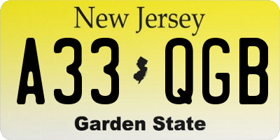 NJ license plate A33QGB