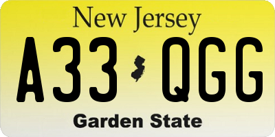 NJ license plate A33QGG