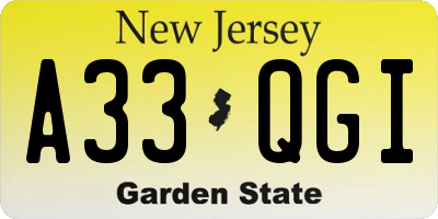 NJ license plate A33QGI