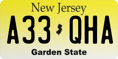 NJ license plate A33QHA