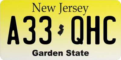 NJ license plate A33QHC