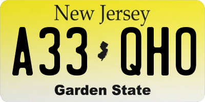 NJ license plate A33QHO
