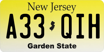 NJ license plate A33QIH