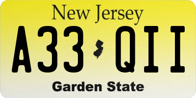 NJ license plate A33QII