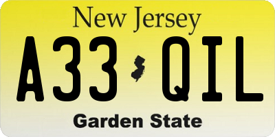 NJ license plate A33QIL