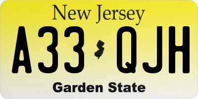 NJ license plate A33QJH