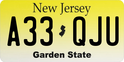 NJ license plate A33QJU