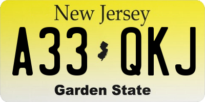 NJ license plate A33QKJ