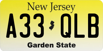 NJ license plate A33QLB