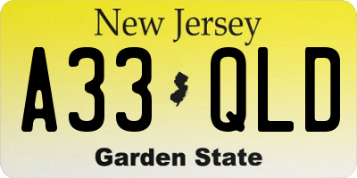 NJ license plate A33QLD