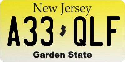 NJ license plate A33QLF