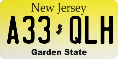 NJ license plate A33QLH