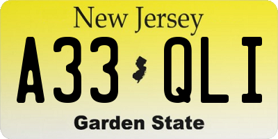 NJ license plate A33QLI
