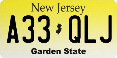 NJ license plate A33QLJ