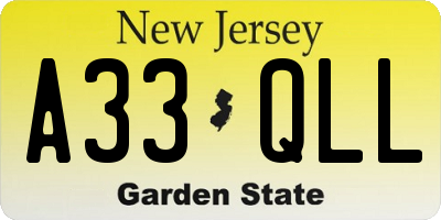 NJ license plate A33QLL